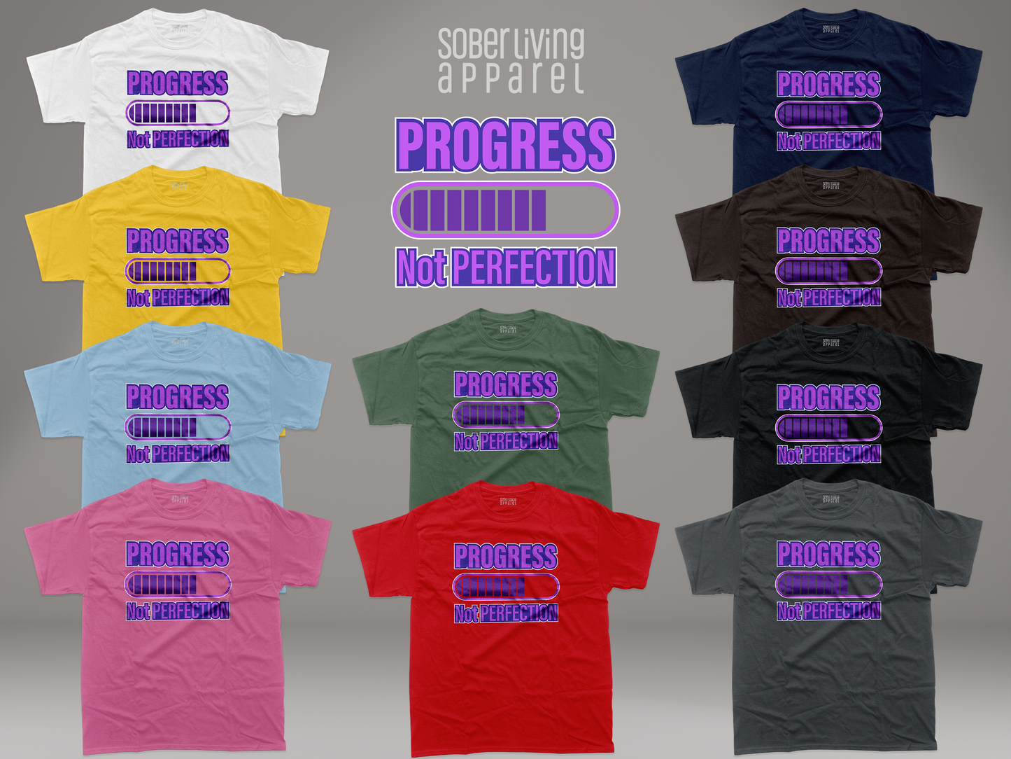 Progress Not Perfection (Purple) Sober T-Shirt