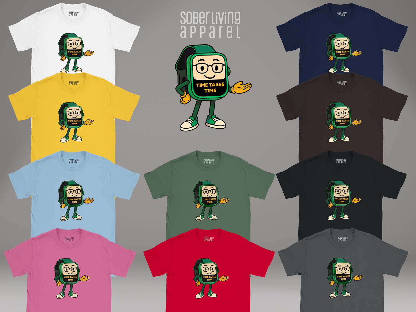 Time Takes Time T-Shirt ( Modern Green) – Smartwatch Sober Design