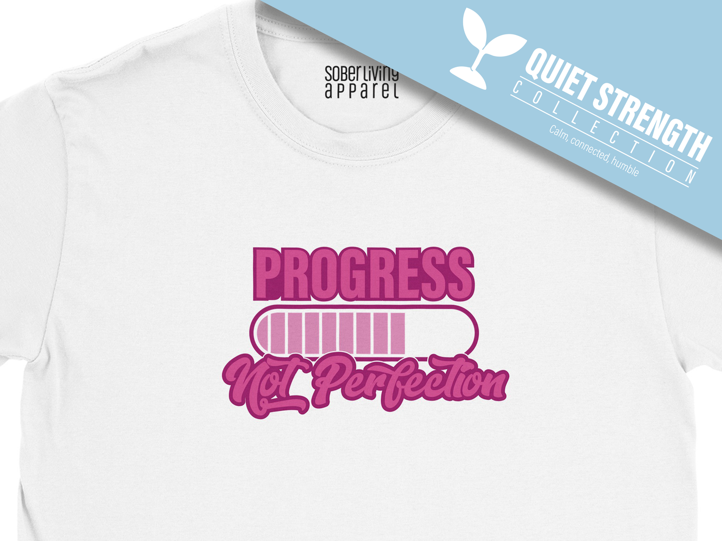 Progress Not Perfection (Swirly Pink) Sober T-Shirt