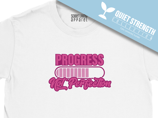 Progress Not Perfection (Swirly Pink) Sober T-Shirt