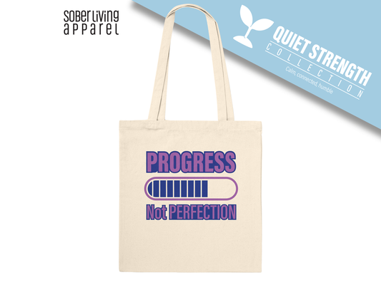 Progress Not Perfection (Purple) Tote Natural 10L Bag